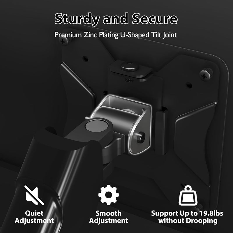 BONTEC Dual Monitor Wall Mount for 13-32 Inch Screens, Height Adjustable Gas Spring Arm with Tilt, Swivel & Rotate, Hold Up to 19.8 lbs, Fully Adjustable, Office & Home Use, VESA 75x75/100x100 - Image 5